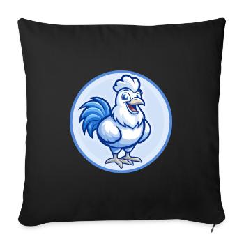 Rooster Blue Kawaii Cartoon Character Clipart Pet - Sofa pillowcase 17,3'' x 17,3'' (45 x 45 cm) - black - Front