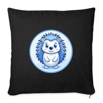 Hedgehog Blue Kawaii Cartoon Character Clipart Pet - Sofa pillowcase 17,3'' x 17,3'' (45 x 45 cm) - black - Front
