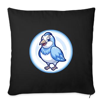 perdrix bleu kawaii personnage de dessin animé clipart - Housse de coussin décorative 45 x 45 cm - noir - Devant