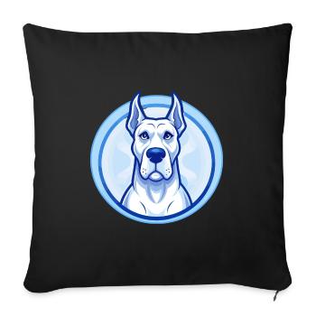 Dogue Allemand Chien Bleu Kawaii Dessin Animé Personnage Animal de compagnie - Housse de coussin décorative 45 x 45 cm - noir - Devant