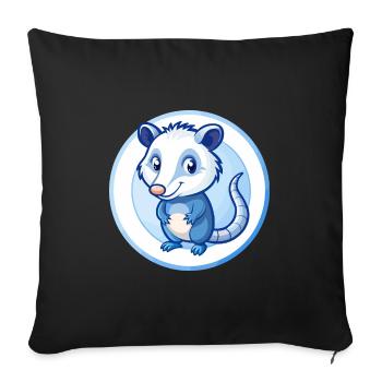 opossum bleu kawaii dessin animé personnage clipart animal de compagnie - Housse de coussin décorative 45 x 45 cm - noir - Devant
