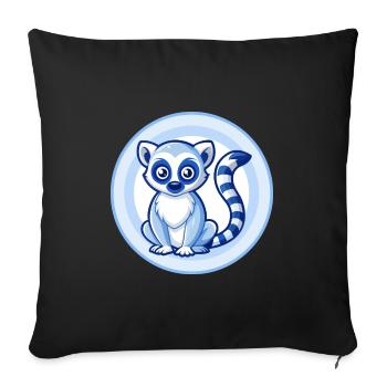 Lemur Blue Kawaii Cartoon Character Clipart Pet - Sofa pillowcase 17,3'' x 17,3'' (45 x 45 cm) - black - Front