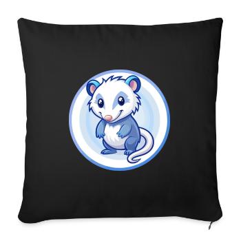 Opossum Bleu Kawaii Dessin Animé Personnage Clipart Animal de compagnie - Housse de coussin décorative 45 x 45 cm - noir - Devant