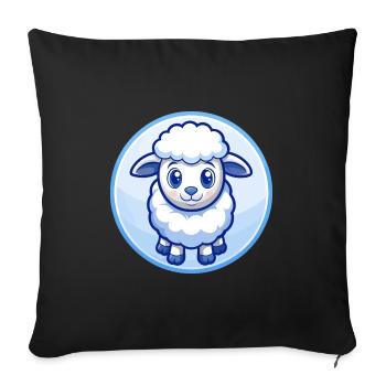 mouton bleu kawaii dessin animé personnage clipart animal de compagnie - Housse de coussin décorative 45 x 45 cm - noir - Devant