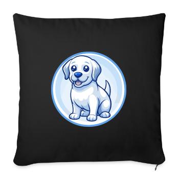 Labrador Retriever Chien Bleu Kawaii Dessin Animé Animal de compagnie - Housse de coussin décorative 45 x 45 cm - noir - Devant