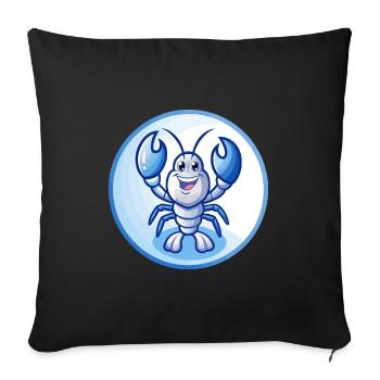 Lobster Blue Kawaii Cartoon Character Clipart Pet - Sofa pillowcase 17,3'' x 17,3'' (45 x 45 cm) - black - Front