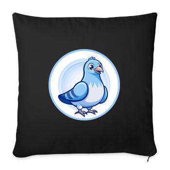 Pigeon Bleu Kawaii Dessin Animé Personnage Clipart Animal de compagnie - Housse de coussin décorative 45 x 45 cm - noir - Devant