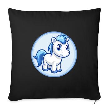 Pony Blue Kawaii Cartoon Character Clipart Pet - Sofa pillowcase 17,3'' x 17,3'' (45 x 45 cm) - black - Front