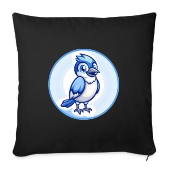 Jay Bird Blau Kawaii Cartoon Figur Clipart Haustier - Sofakissenbezug 45 x 45 cm - Schwarz - Vorne