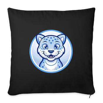Jaguar Blue Kawaii Cartoon Character Clipart Pet - Sofa pillowcase 17,3'' x 17,3'' (45 x 45 cm) - black - Front