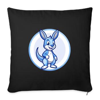 Kangaroo Blue Kawaii Cartoon Character Clipart Pet - Sofa pillowcase 17,3'' x 17,3'' (45 x 45 cm) - black - Front