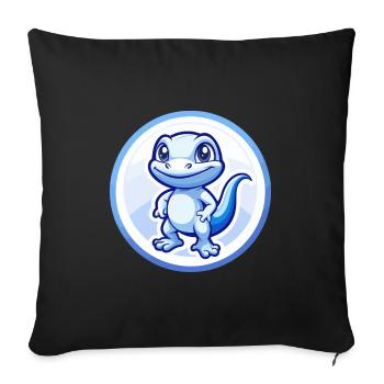 Eidechse Blau Kawaii Cartoon Figur Clipart Haustier - Sofakissenbezug 45 x 45 cm - Schwarz - Vorne