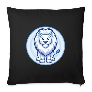 Lion Bleu Kawaii Dessin Animé Personnage Clipart Animal de compagnie - Housse de coussin décorative 45 x 45 cm - noir - Devant