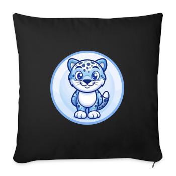 Leopard Blue Kawaii Cartoon Character Clipart Pet - Sofa pillowcase 17,3'' x 17,3'' (45 x 45 cm) - black - Front