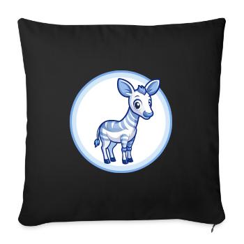 Okapi Blue Kawaii Cartoon Character Clipart Pet - Sofa pillowcase 17,3'' x 17,3'' (45 x 45 cm) - black - Front