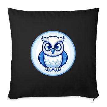 Owl Blue Cute Kawaii Cartoon Character Clipart Pet - Sofa pillowcase 17,3'' x 17,3'' (45 x 45 cm) - black - Front