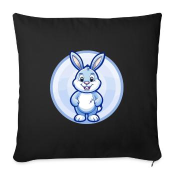 Rabbit Blue Kawaii Cartoon Character Clipart Pet - Sofa pillowcase 17,3'' x 17,3'' (45 x 45 cm) - black - Front
