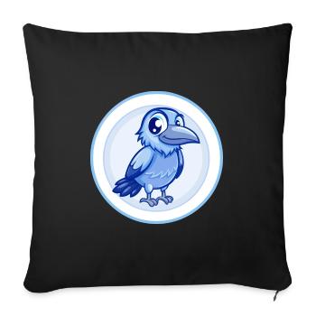 corbeau bleu kawaii dessin animé personnage clipart animal de compagnie - Housse de coussin décorative 45 x 45 cm - noir - Devant