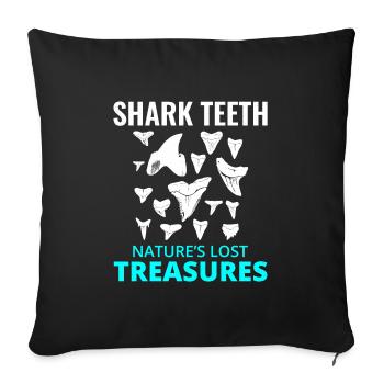 Dents de requin Collectionneur de fossiles Chasse Paléontologie - Housse de coussin décorative 45 x 45 cm - noir - Devant