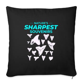 Dents de requin Collectionneur de fossiles Chasse Paléontologie - Housse de coussin décorative 45 x 45 cm - noir - Devant