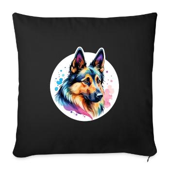 Belgischer Schäferhund Wasserfarben - Sofakissenbezug 45 x 45 cm - Schwarz - Vorne