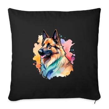 Belgischer Schäferhund Wasserfarben - Sofakissenbezug 45 x 45 cm - Schwarz - Vorne