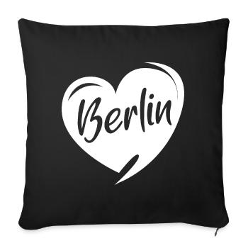 Berlin amour coeur symbole logo illustration ville - Housse de coussin décorative 45 x 45 cm - noir - Devant