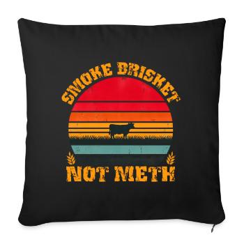 Poitrine de fumée pas de méthamphétamine, drôle de conception de vache rétro - Housse de coussin décorative 45 x 45 cm - noir - Devant