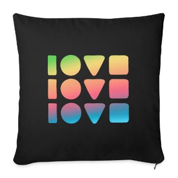 3x Love - Sofa pillowcase 17,3'' x 17,3'' (45 x 45 cm) - black - Front