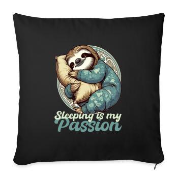 Cadeau de la passion endormie de la paresse - Housse de coussin décorative 45 x 45 cm - noir - Devant