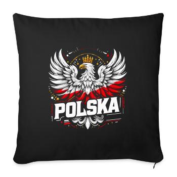 Poland Polska Polish Red White Eagle Crown Gift - Sofa pillowcase 17,3'' x 17,3'' (45 x 45 cm) - black - Front