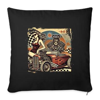 Tuning Hot Rod Design - Housse de coussin décorative 45 x 45 cm - noir - Devant