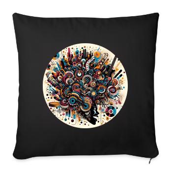 Abstrakte Musikexplosion im Afro-Stil - Sofakissenbezug 45 x 45 cm - Schwarz - Vorne