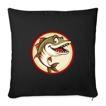 Barracuda Coloré Kawaii Dessin Animé Personnage Animal de compagnie - Housse de coussin décorative 45 x 45 cm - noir - Devant