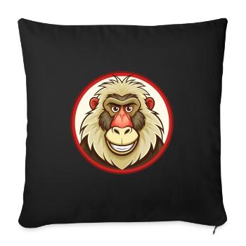 Babouin coloré Kawaii Dessin animé Personnage Clipart - Housse de coussin décorative 45 x 45 cm - noir - Devant
