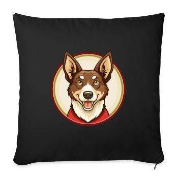 Australian Kelpie Dog Kawaii Cartoon Character Pet - Sofa pillowcase 17,3'' x 17,3'' (45 x 45 cm) - black - Front