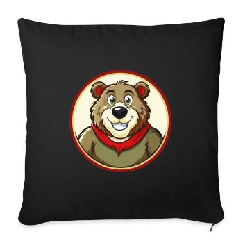 Ours coloré Kawaii dessin animé Personnage Clipart Animal de compagnie - Housse de coussin décorative 45 x 45 cm - noir - Devant
