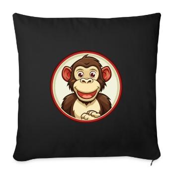 Bonobo Colorful Kawaii Cartoon Character Clipart - Sofa pillowcase 17,3'' x 17,3'' (45 x 45 cm) - black - Front