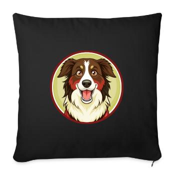 Australian Shepherd Dog Kawaii Cartoon Character - Sofa pillowcase 17,3'' x 17,3'' (45 x 45 cm) - black - Front