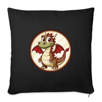 Dragon Colorful Kawaii Cartoon Character Clipart - Sofa pillowcase 17,3'' x 17,3'' (45 x 45 cm) - black - Front
