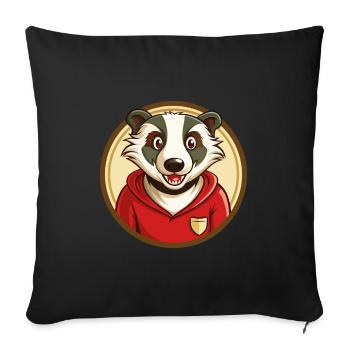 blaireau coloré kawaii dessin animé personnage clipart - Housse de coussin décorative 45 x 45 cm - noir - Devant