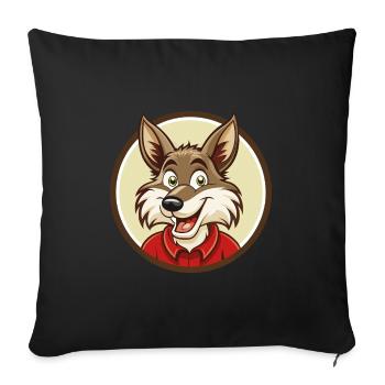 Coyote Colorful Kawaii Cartoon Character Clipart - Sofa pillowcase 17,3'' x 17,3'' (45 x 45 cm) - black - Front