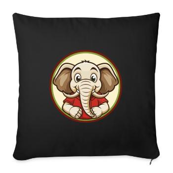 éléphant coloré kawaii personnage de dessin animé clipart - Housse de coussin décorative 45 x 45 cm - noir - Devant