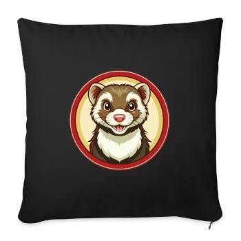 Ferret Colorful Kawaii Cartoon Character Clipart - Sofa pillowcase 17,3'' x 17,3'' (45 x 45 cm) - black - Front