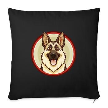 German Shepherd Dog Kawaii Cartoon Character Pet - Sofa pillowcase 17,3'' x 17,3'' (45 x 45 cm) - black - Front