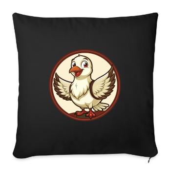 Colombe Coloré Kawaii Dessin Animé Personnage Clipart Animal de compagnie - Housse de coussin décorative 45 x 45 cm - noir - Devant