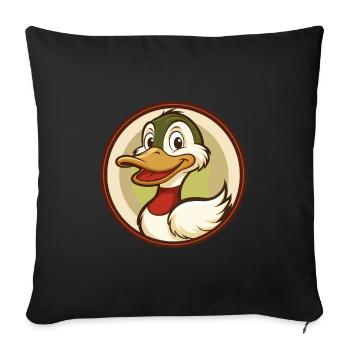 Canard Coloré Kawaii Dessin Animé Personnage Clipart Animal de compagnie - Housse de coussin décorative 45 x 45 cm - noir - Devant