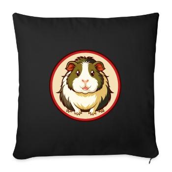 Cochon d’Inde Coloré Kawaii Dessin animé Personnage Animal de compagnie - Housse de coussin décorative 45 x 45 cm - noir - Devant