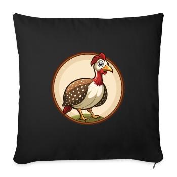 pintade coloré Kawaii dessin animé personnage animal de compagnie - Housse de coussin décorative 45 x 45 cm - noir - Devant