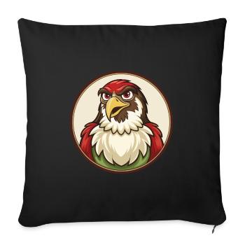 Falcon Colorful Kawaii Cartoon Character Clipart - Sofa pillowcase 17,3'' x 17,3'' (45 x 45 cm) - black - Front